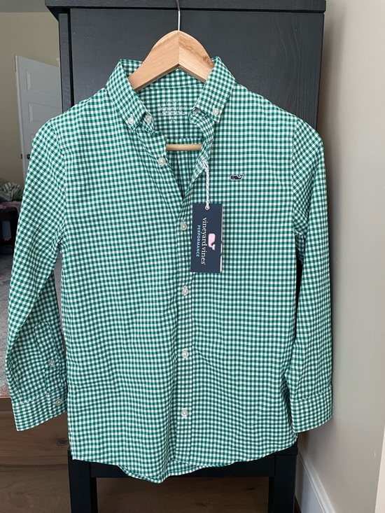 Vineyard Vines Other - Vineyard Vines Green Gingham Button-Down Performance Shirt - Boy’s small (8-10)